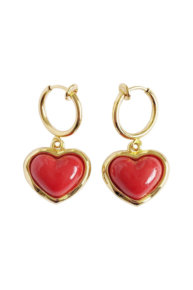 Poporcelain | Pearly White Heart Clip-On Hoop Earrings