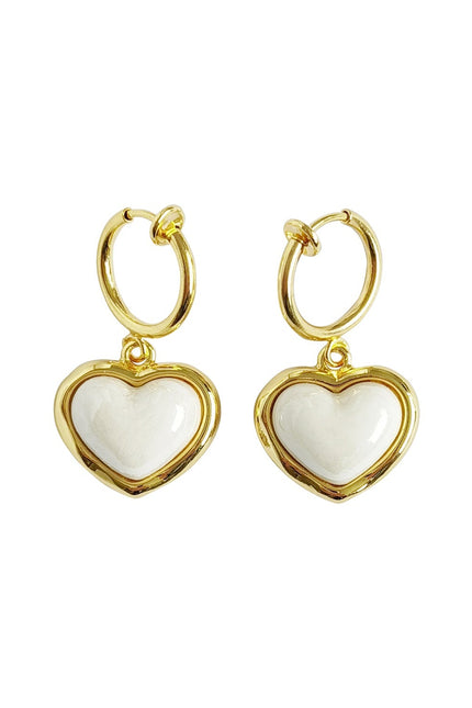 Poporcelain | Red Heart Clip-On Hoop Earrings