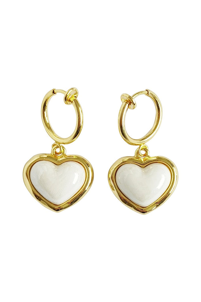 Poporcelain | Red Heart Clip-On Hoop Earrings