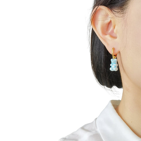 Poporcelain | Baby Blue Porcelain Gummy Bear Clip-on Earrings