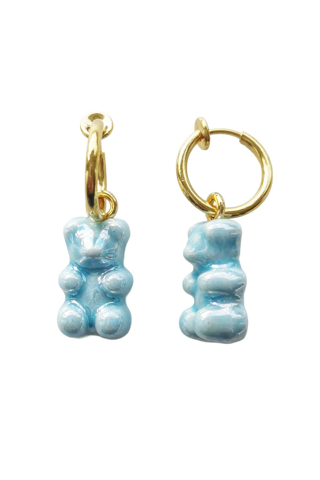Poporcelain | Baby Blue Porcelain Gummy Bear Clip-on Earrings