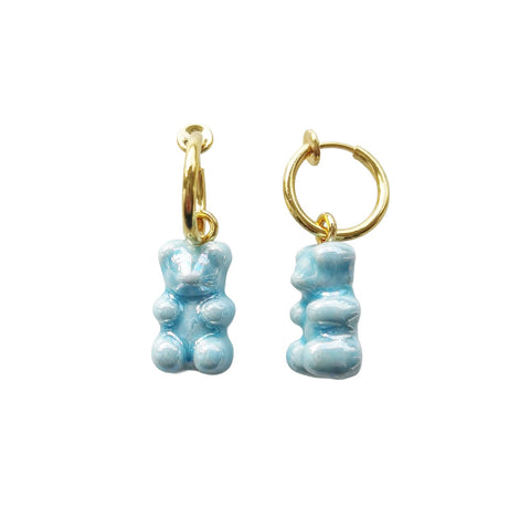 Poporcelain | Baby Blue Porcelain Gummy Bear Clip-on Earrings