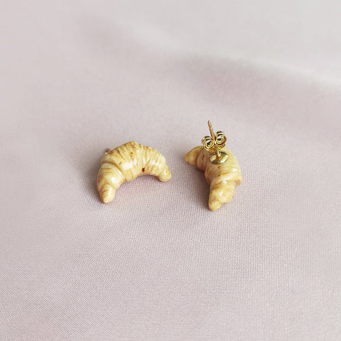 Poporcelain | Mini Porcelain Croissant Stud Earrings