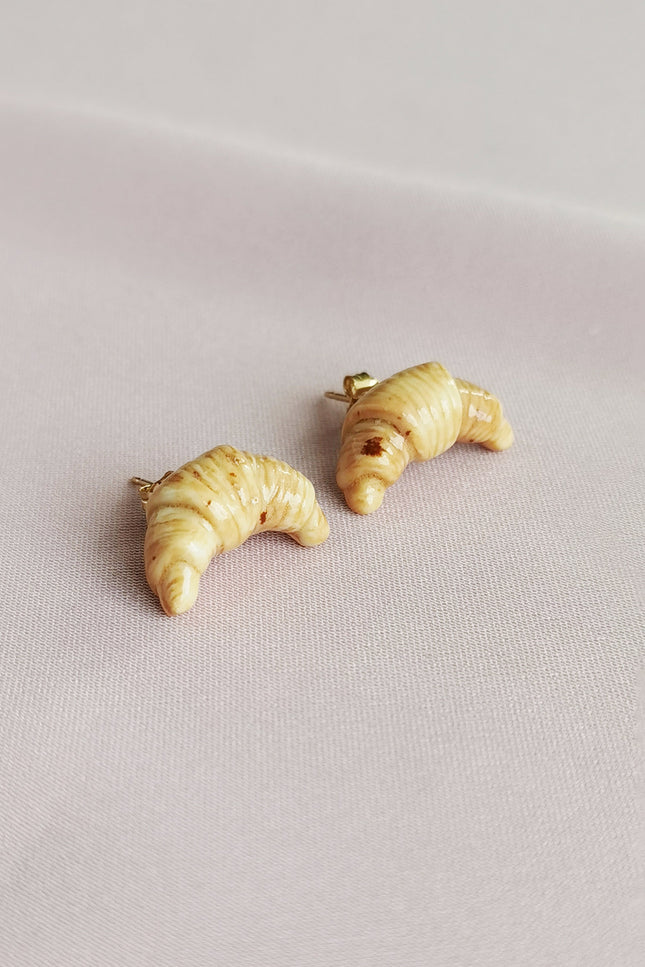 Poporcelain | Mini Porcelain Croissant Stud Earrings