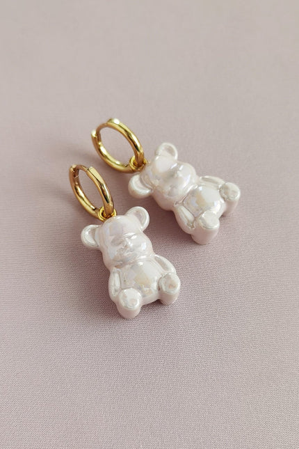 Poporcelain | Sweet Pink Porcelain Teddy Bear Earrings