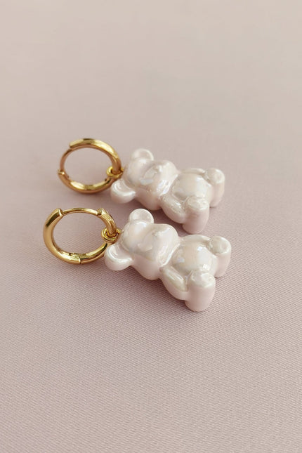Poporcelain | Sweet Pink Porcelain Teddy Bear Earrings