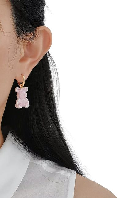 Poporcelain | Sweet Pink Porcelain Teddy Bear Earrings