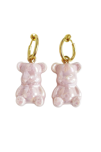 Poporcelain | Sweet Pink Porcelain Teddy Bear Earrings