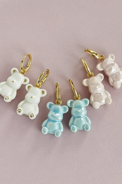 Poporcelain | Sweet Pink Porcelain Teddy Bear Earrings
