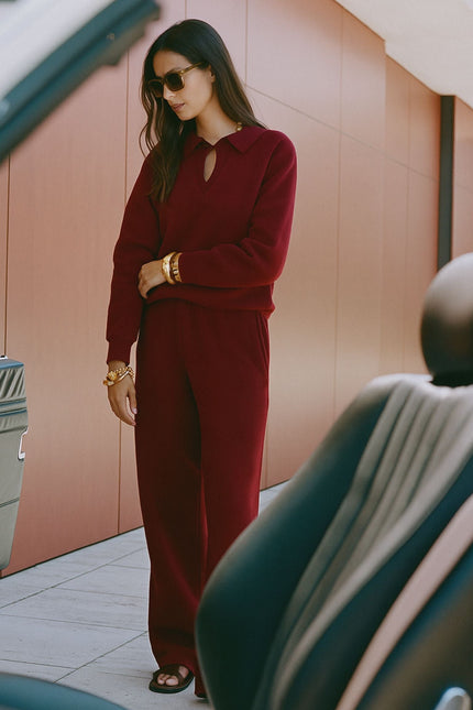 Enxhaline | Eclips Pants Set in Burgundy