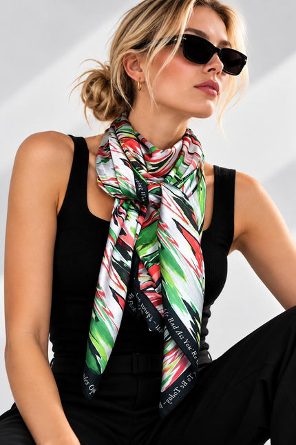 Scarf - Zigzag Orange Green