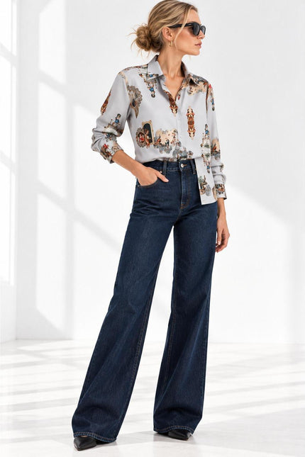 Printed Viscose Shirt – Sicily Dirty white