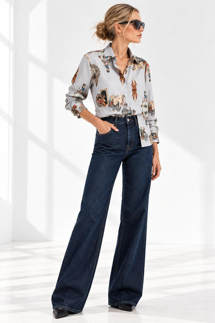 Printed Viscose Shirt – Sicily Dirty white
