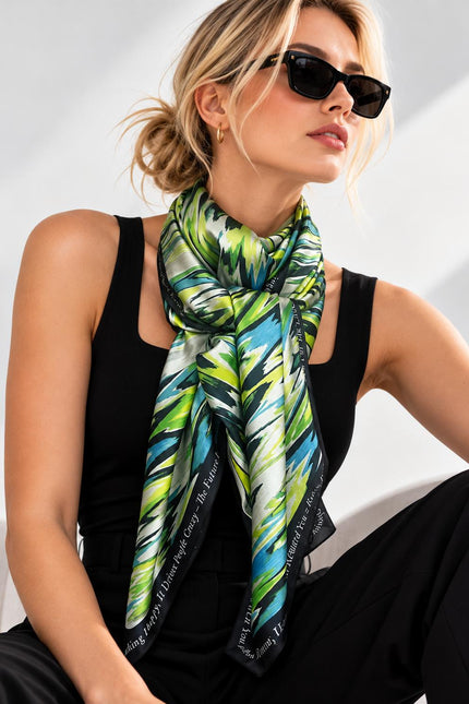 Scarf - Zigzag Lime Turquise