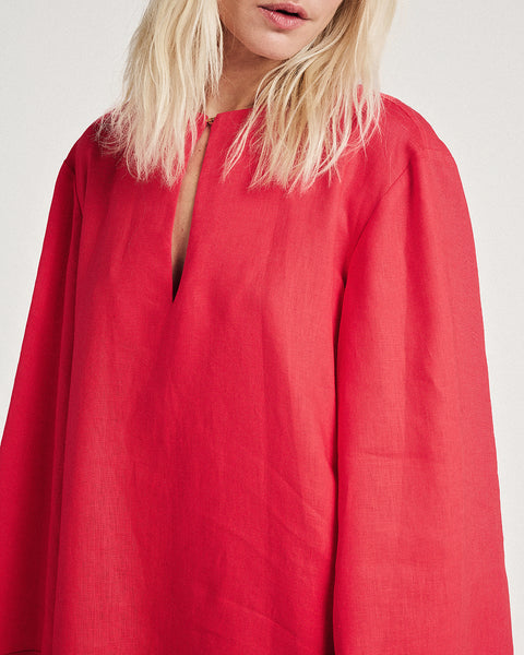 Elizabeth LaGre | Sukienka mini z szerokimi rękawami z lnu