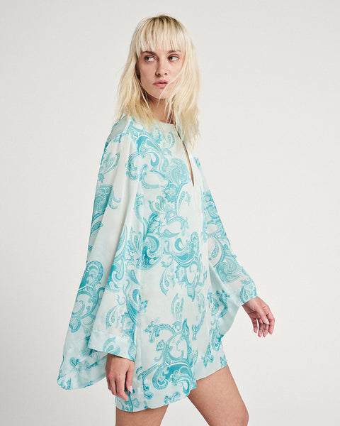 Elizabeth LaGre | Oceanids Print Wide Sleeve Mini Dress
