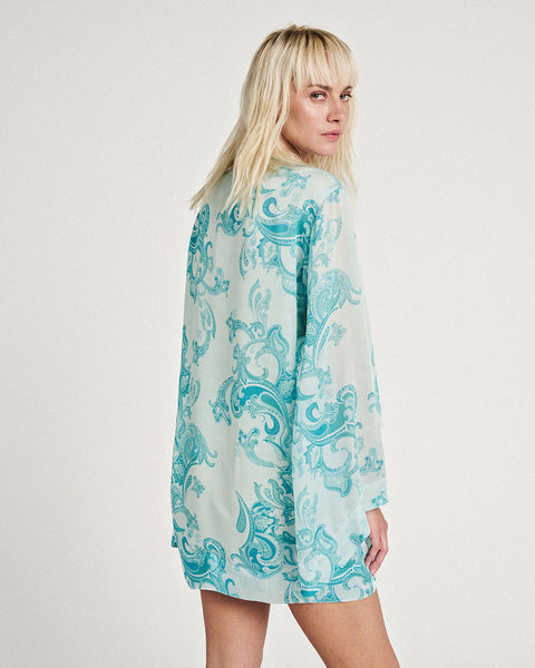 Elizabeth LaGre | Oceanids Print Wide Sleeve Mini Dress