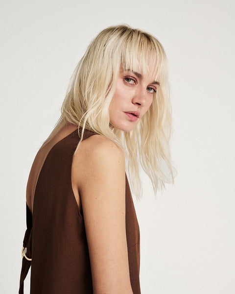 Elizabeth LaGre | Chocolate Sleeveless V-Neck Dress