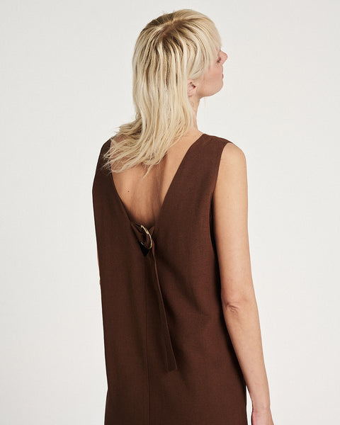 Elizabeth LaGre | Chocolate Sleeveless V-Neck Dress