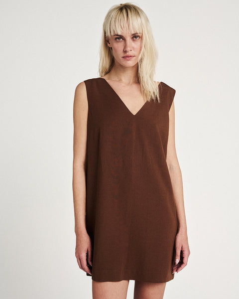 Elizabeth LaGre | Chocolate Sleeveless V-Neck Dress
