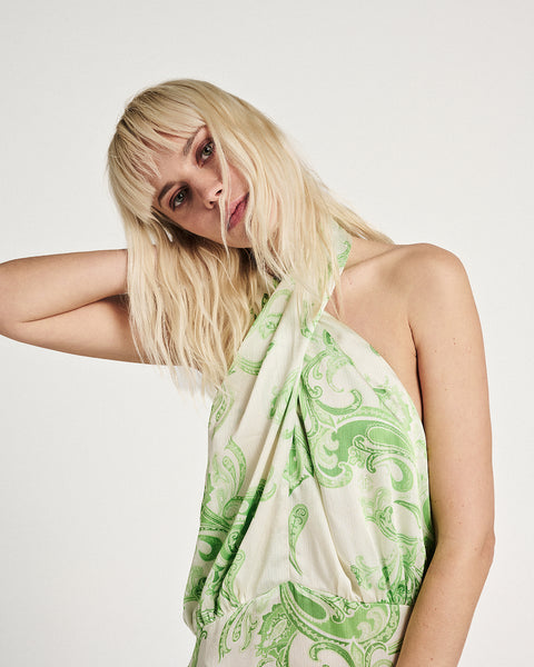 Elizabeth LaGre | Hyades Print Halterneck Maxi Dress