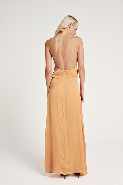 Elizabeth LaGre | Honey Halterneck Maxi Dress