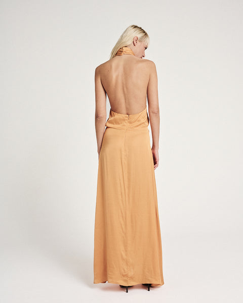 Elizabeth LaGre | Honey Halterneck Maxi Dress