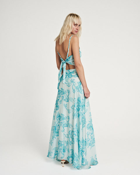 Elizabeth LaGre | Oceanids Print Flared Maxi Skirt