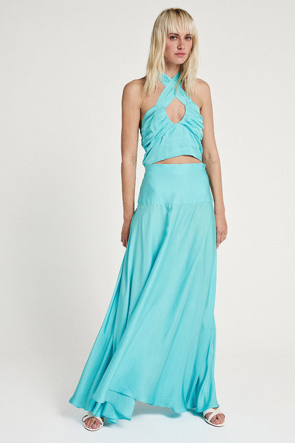 Elizabeth LaGre | Spódnica maxi w kolorze Aqua Flared
