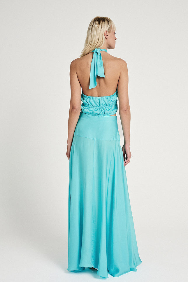 Elizabeth LaGre | Aqua Flared Maxi Skirt