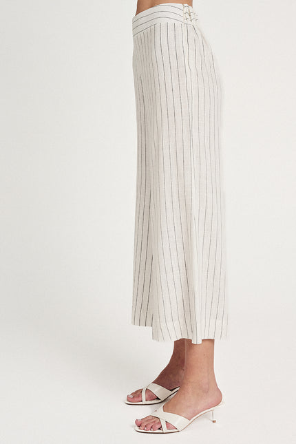 Elizabeth LaGre | Pinstripe Flared Cropped Trousers