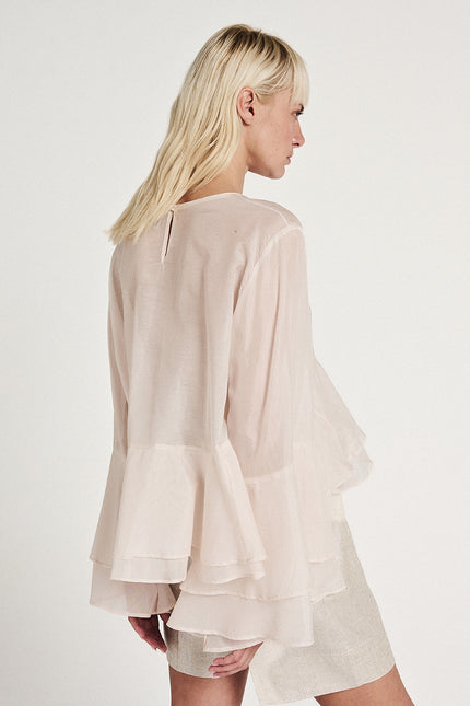 Elizabeth LaGre | Powder Pink Ruffled Sheer Top