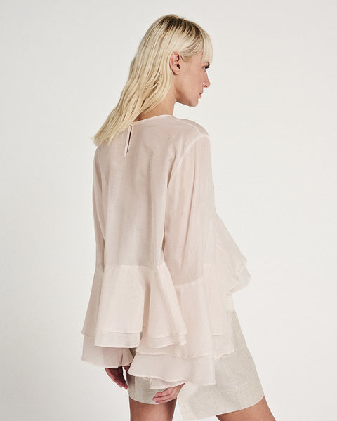Elizabeth LaGre | Powder Pink Ruffled Sheer Top