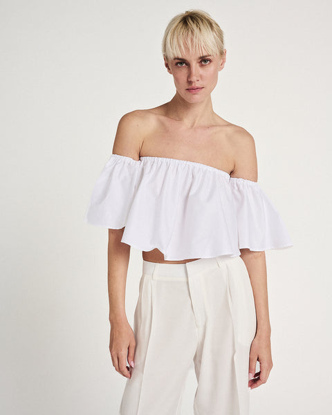Elizabeth LaGre | White Off The Shoulder Crop Top