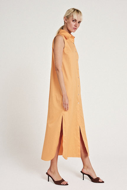 Elizabeth LaGre | Orange Sleeveless Shirt Dress