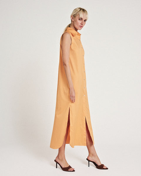 Elizabeth LaGre | Orange Sleeveless Shirt Dress