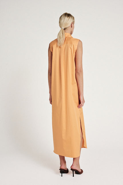 Elizabeth LaGre | Orange Sleeveless Shirt Dress