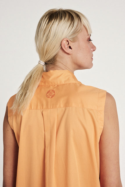 Elizabeth LaGre | Orange Sleeveless Shirt Dress