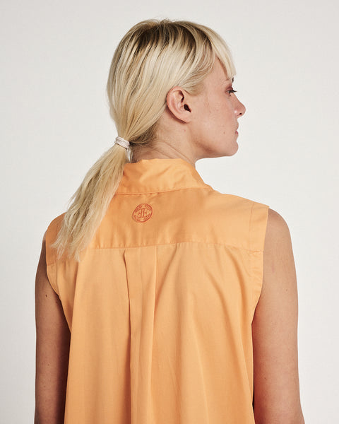 Elizabeth LaGre | Orange Sleeveless Shirt Dress