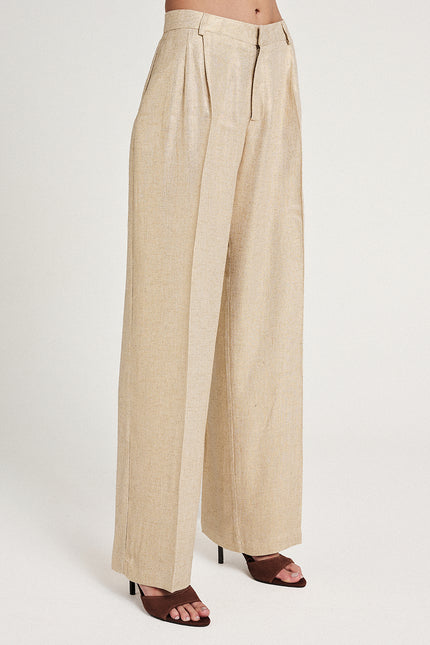 Elizabeth LaGre | Gold Pleated Wide Leg Trousers