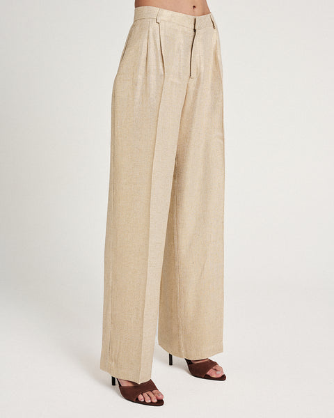 Elizabeth LaGre | Gold Pleated Wide Leg Trousers