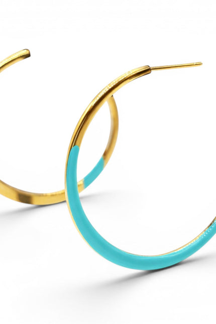 Michael Nash Jewelry | Ellery Gold And Turquoise Enamel Hoop Earrings