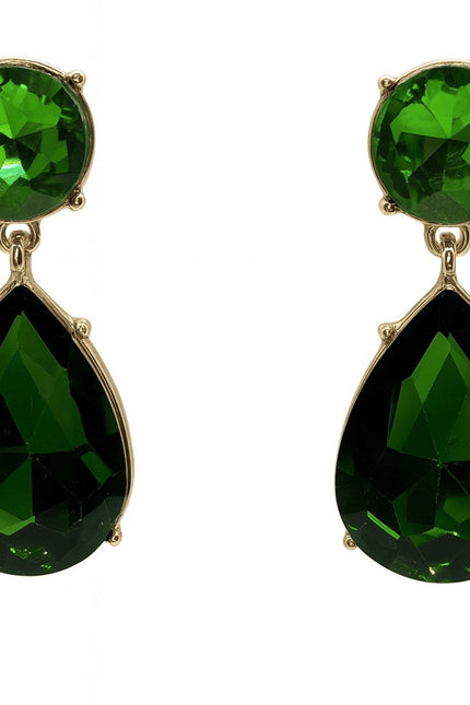 Michael Nash Jewelry | Marina Emerald Pear Shape Clip On Drop Earrings