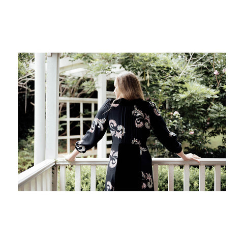 Violet Fish I Evie Dress  - Paisley Black