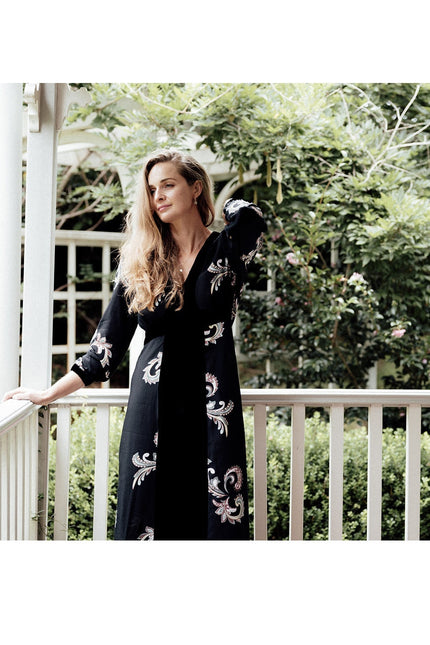 Violet Fish I Evie Dress  - Paisley Black