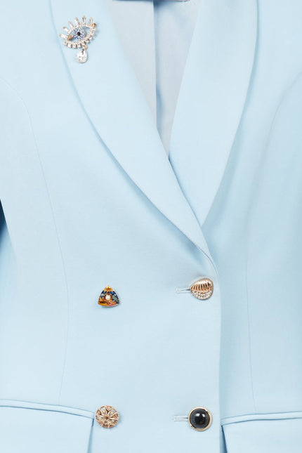 Women’s double-breasted blazer in sky blue with chic tailored fit