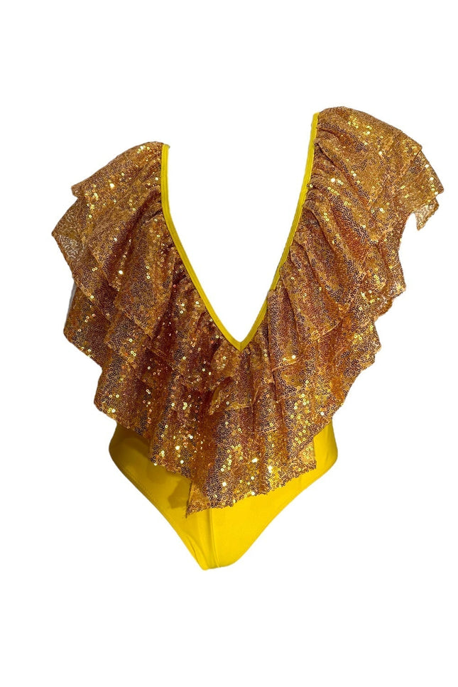 Julia Clancey I Victory Yellow Sequin Swim Body