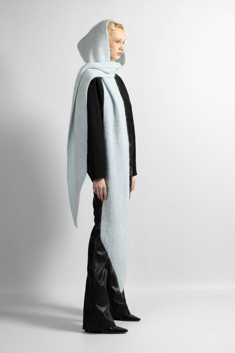 Krista Elsta I Light blue hooded scarf head cover ARIA WRAP