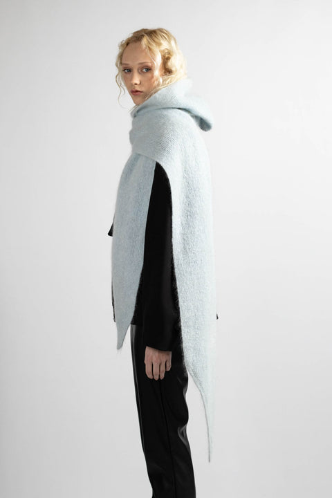 Krista Elsta I Light blue hooded scarf head cover ARIA WRAP