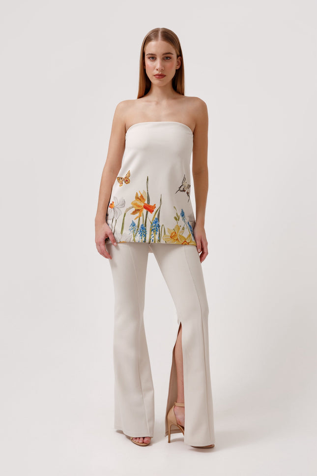 Ashley Stambouli | Gardenia High Waisted Trousers beige